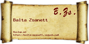 Balta Zsanett névjegykártya